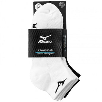 Mizuno Unisex Training Mid 3p Socks גרבי ספורט וריצה יוניסקס מיזונו גרביים נסתרות חצאיות מארז שלישיה קצרות צבע שחור/לבן/לבן