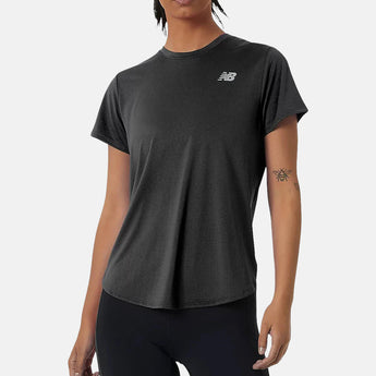 חולצת ספורט לנשים שרוול קצר צבע שחור חולצת ריצה ניו באלאנס New Balance Accelerate